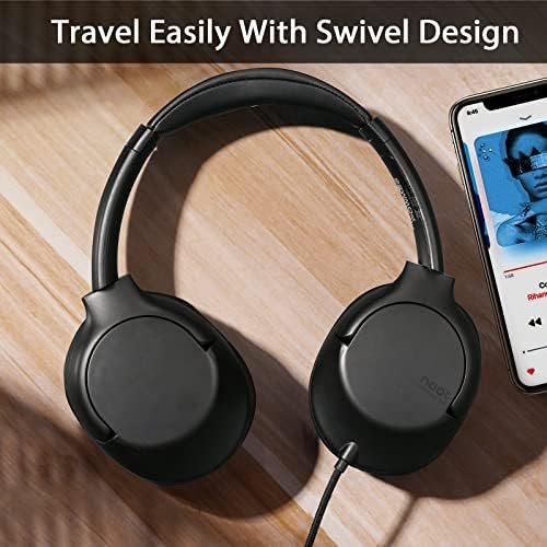 noot products A319 Over Ear Wired Headphones with Volume Control, Microphone, Adjustable Headband and 3.5mm Audiojack Headphones for School Home Work (Black) - Image 5
