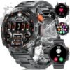 SUNKTA Military Smart Watches for Men(Answer/Dial Calls),1.43" AMOLED 5ATM Waterproof/400mAh/126 Sport Modes/Heart Rate/SpO2/Sleep Monitor,Rugged Fitness Tracker Tactical Smartwatch for Android iOS