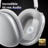 Wireless Headphones Over-Ear Bluetooth Adjustable Headphones 42 Hours of Listening Time Volume Control, Fitting in Gaming/Running/Sports Headphones for iPhone/Android/Samsung - Silver - Image 7