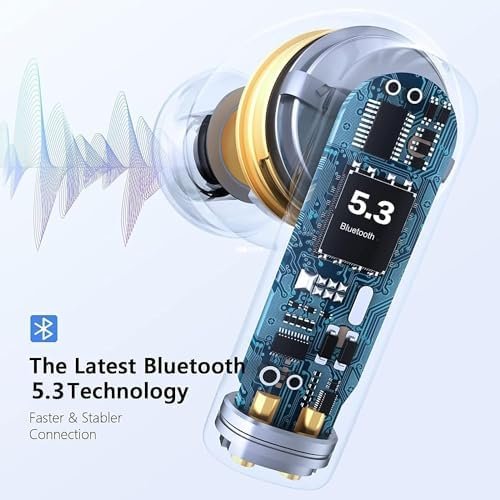 Wireless Earbuds Bluetooth Headphones 5.3 HiFi Stereo Earphones, 35H Playtime HiFi Stereo Bass with Charging Case,in-Ear Headphones Touch Control - Image 2