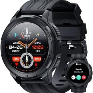 Smart Watches for Men, 1.43" HD AMOLED, 10M Waterproof, Rugged Military (Answer/Calls/Dial) Fitness Tracker, Extra-Long Battery Life, AI Assistant/Sleep Monitor, 100+ Sport Modes, Black