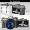 Digital Camera for Photography 4K Vlogging Camera for YouTube 48MP 16X Digital Zoom 3 inch 180° Flip Screen with WiFi 52mm Wide-Angle Lens & Macro Lens, 32G Micro Card and 2 Batteries - Image 4