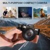 Digital Camera for Photography and Video,4K 48MP Vlogging Camera for YouTube with 180° Flip Screen,16X Digital Zoom,52mm Wide Angle,Leather Hold & Strap, 2 Batteries, 32GB TF Card（S100,Black） - Image 8