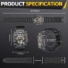 Military Smart Watch for Men 5ATM Waterproof with Call 2.02" Large Screen Rugged Outdoor Tactical Smartwatch with Compass Fitness Watch with Heart Rate Blood Pressure Monitor for iPhone Android Phone - Image 8