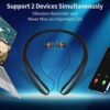 LIUHE Wireless Neckband Bluetooth Headphones with Retractable Earbuds, IPX5 Sweatproof, Microphone, Vibration Call, Stereo Noise Cancelling Earphones for Sports and Driving (Black Blue) - Image 6