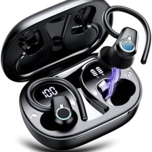Wireless Earbuds, 2023 Bluetooth Headphones 5.3 Sport, 50H Ear buds with Earhooks, Dual LED Display Bluetooth Earbuds, Deep Bass Stereo Noise Cancelling Headphones, IP7 Waterproof Running Earphones