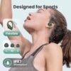 Bluetooth Headphones Wireless Earbuds 90Hrs Playtime Ear Buds IPX7 Waterproof Sports Earphones with Wireless Charging Case & Over-Ear Earhooks LED Power Display Stereo Headset Olive Green - Image 3