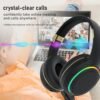 Wireless Bluetooth Headphones with RGB LED Lighting, Foldable Over-Ear Headphones with Hidden Mic for Cell Phone, Laptop, PC, Suitable for Listening Music, School, Workouts, and Gaming - Image 6