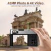 Upgraded 4K Digital Camera with Leather Case, 48MP Vlogging Cameras for Photography and Video with Viewfinder, Point and Shoot Camera for YouTube with 32G Card & 2 Batteries - Image 3