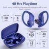 bmanl Wireless Earbuds Bluetooth Headphones 48hrs Play Back Sport Earphones with LED Display Over-Ear Buds with Earhooks Built-in Mic Headset for Workout Blue - Image 3
