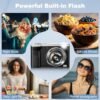 5K Digital Camera 2024 Upgraded 10X Optical Vlogging Camera with Front and Rear Lens, 56MP AutoFocus Cameras for Photography, Touch Screen, Flash, Compact Travel Camera with 64GB Card, 2 Batteries - Image 6