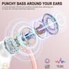 Wireless Bluetooth Earbud Sport, Bluetooth 5.3 Headphones with Noise Cancelling Mic, 75H HiFi Stereo Over Ear Earbud with LED Display and USB-C, IP7 Waterproof Earphones, Button Control, Rose Gold - Image 2