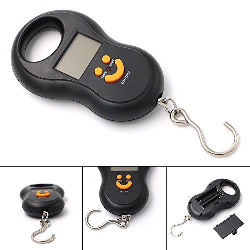 Pocket Portable 50kg/10g LCD Digital Scale Electronic Hand Held Hook Belt Luggage Hanging Scale Backlight Balance Weigting (Black) - Image 2