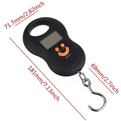 Pocket Portable 50kg/10g LCD Digital Scale Electronic Hand Held Hook Belt Luggage Hanging Scale Backlight Balance Weigting (Black) - Image 3