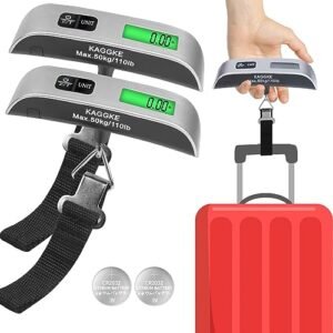2-Pack Travel Digital Luggage Scale - Portable Luggage Scale -Luggage Scales for Suitcases - Ideal for Travel Scale Luggage Weight - 110LB/50KG, includes Battery - Temperature Display Luggage Scale