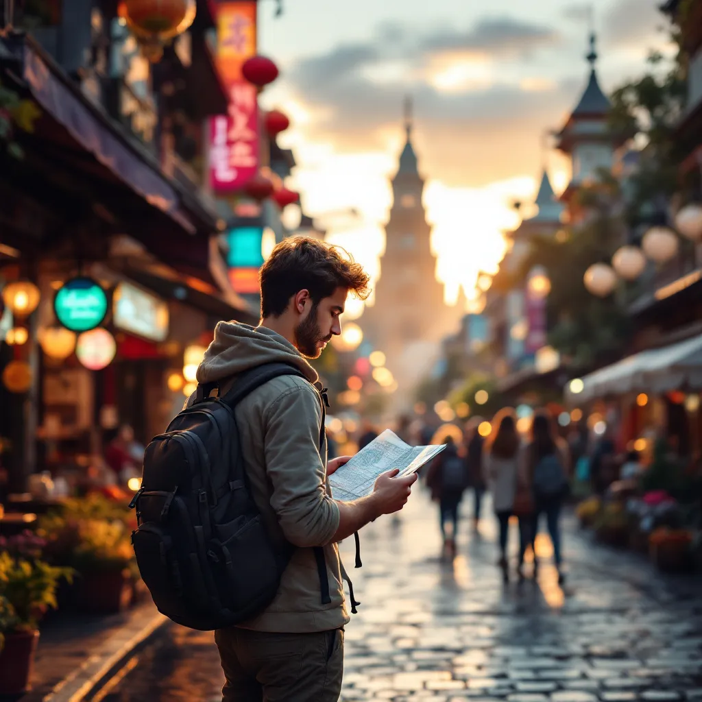 Budget Traveler City Street Golden Hour