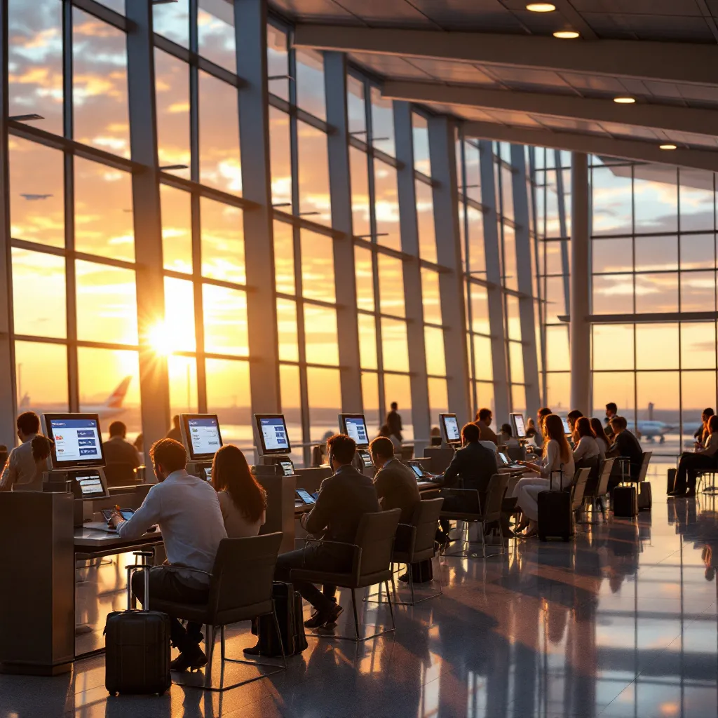 Modern Airport Terminal Sunrise Booking American Airlines