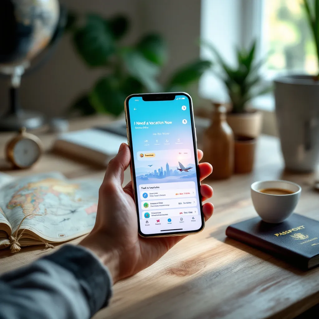 Modern Smartphone Travel Apps Booking Vacation
