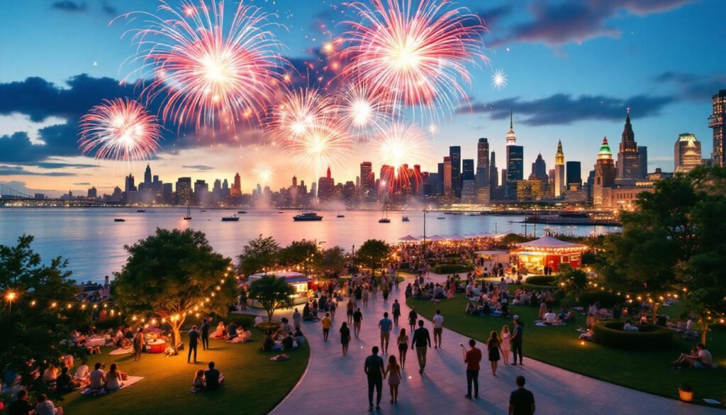 Fourth July Waterfront Fireworks Celebration