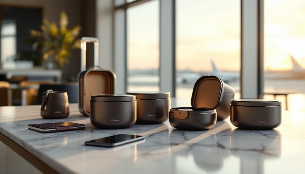 Cadence Travel Magnetic Containers Marble Surface