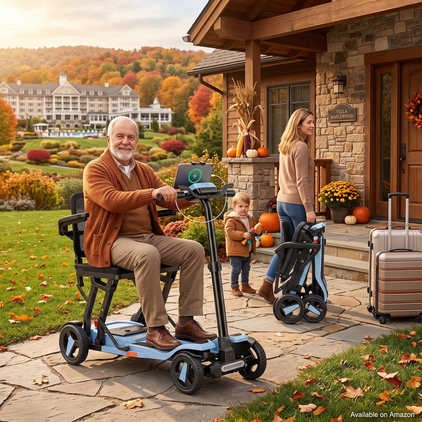 Voyager 33lb lightweight foldable mobility scooter for seniors and adults, airline approved for family fall travel